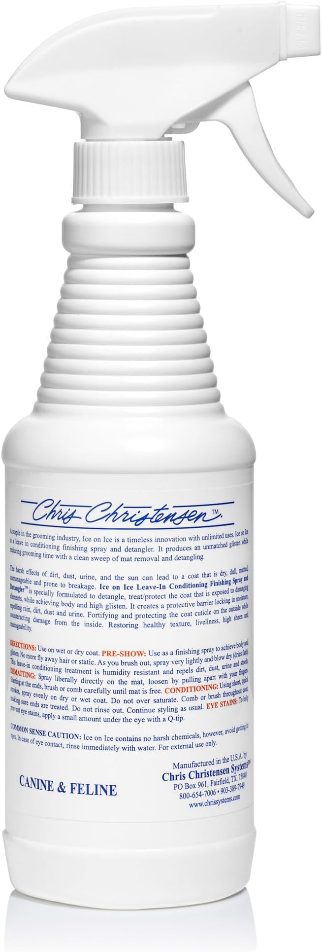 Chris Christensen Ice on Ice Detangler & Finishing Spray Adds Elasticity & Strength + Big K Slicker Large Brush for Detangling and Fluffing