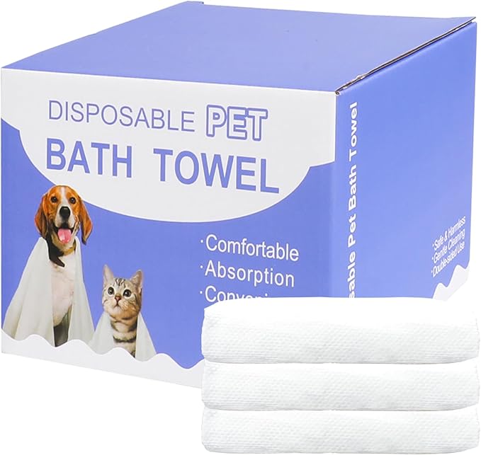 Disposable Pet Bath Towel,3 PCS Portable Pet Grooming Towels,27.5 x 47.2 inch Convenient Pet Cleaning Towel Pet Drying Towels,Absorbent Bath Towel for Large Dog