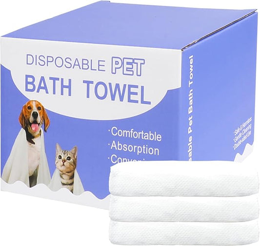 Disposable Pet Bath Towel,3 PCS Portable Pet Grooming Towels,27.5 x 47.2 inch Convenient Pet Cleaning Towel Pet Drying Towels,Absorbent Bath Towel for Large Dog