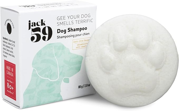 Dog Grooming Bar with Conditioners for Skin - Organic, Vegan, pH Balanced, All-Natural Shampoo and Bath Bar for Puppies and Dogs, Gee Your Dog Smells Terrific, 80g