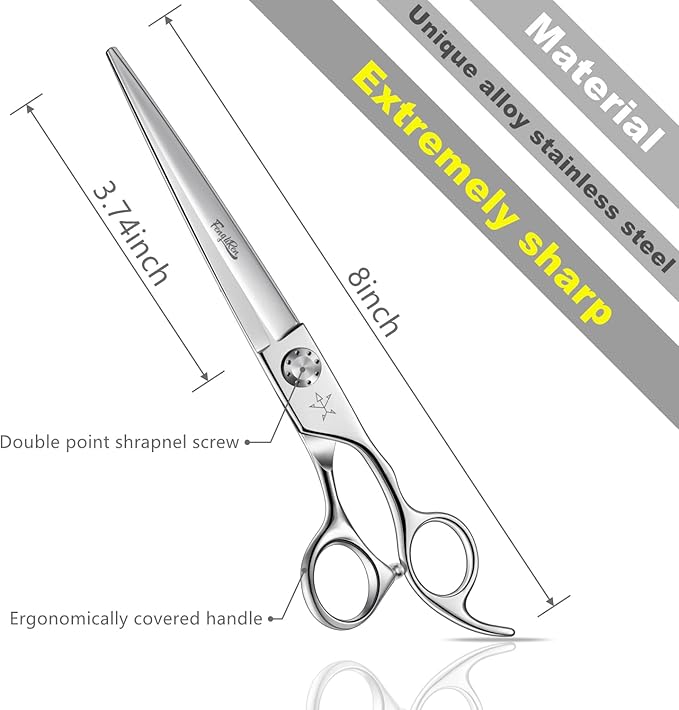 High-end Professional Dog Grooming Scissors Pet Grooming Shears 7.5 Inches Extremely Very Sharp Made Of Advanced Stainless Steel Alloy By Hand For Dog Cat And Horse Breeder