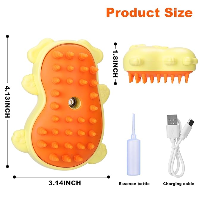 AIERSA 2024 New Upgrade Steam Cat Brush with 2 Gear Steam,3 In 1 Cat Steam Brush,Steam Brush for Cats, Steamy Pet Brush for Massage,Removing Loose Hair And Clean