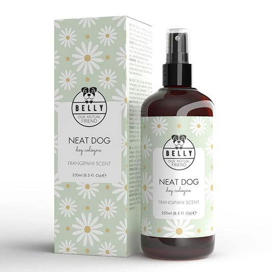 Belly Dog Cologne, 8.5 oz - Neat Dog Frangipani - Neutralize Strong Odors - Premium Scented Deodorizing Body Spray for Dogs - Made in Germany