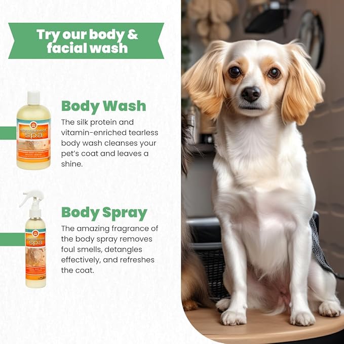 Best Shot Scentament Spa Botanical Body Splash, Detangler Spray, Hypoallergenic Body Spray for Pets, Cat and Dog Cologne Spray, Exotic Island, 8 Oz.