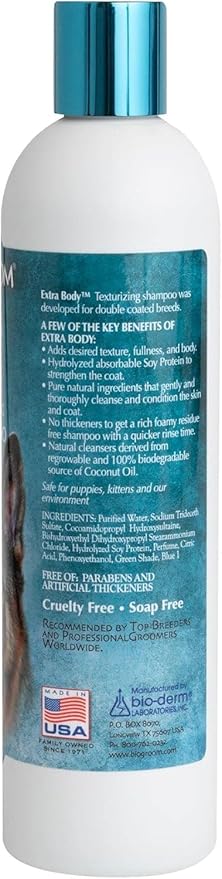 Bio-Groom Extra Body Texturizing Dog Shampoo - Tearless Puppy Shampoo, Dog Bathing Supplies, Cruelty-Free, Cat & Dog Grooming Supplies, Made in USA, Tear-Free Dog Products - 12 fl oz 1-Pack
