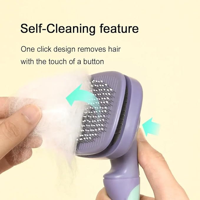 360-degree Rotating Head Self-Cleaning Dog&Cat Slicker Brush, Cat Brush with Release Button, Indoor Cats Shedding, for Cat and Dog Grooming (Green & Orange)