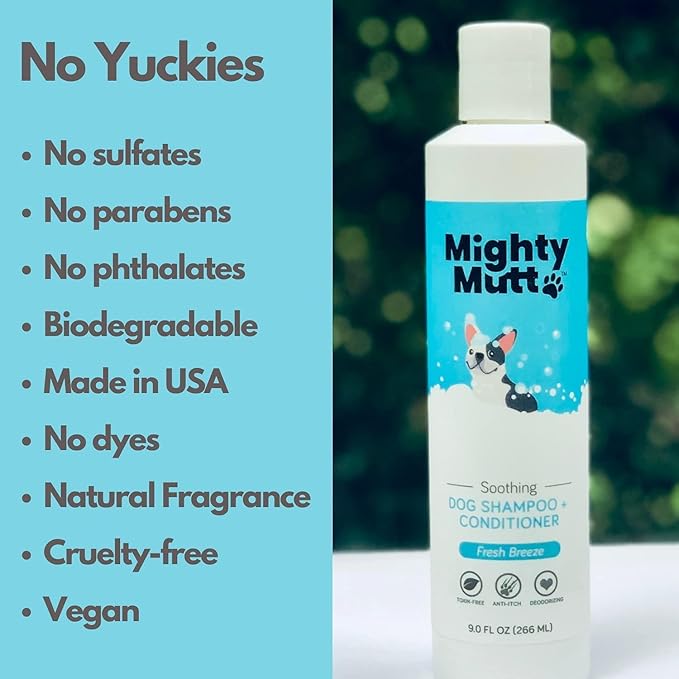 Mighty Mutt Natural and Hypoallergenic Dog Shampoo & Conditioner | Anti-Itch, Deodorizing and Soothing Dog Shampoo for Smelly Dogs (9oz.) (Pack of 2)