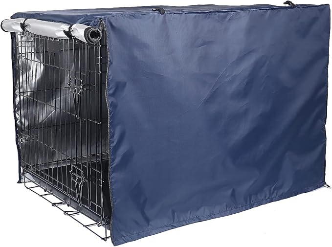 Medibot Dog Crate Cover 48 inch - Double Door, Dog Kennel Indoor, Waterproof Dog Kennel Cover with Air Vent Window, for Indoor/Outdoor Most Wire Dog Crate(Navy Blue)