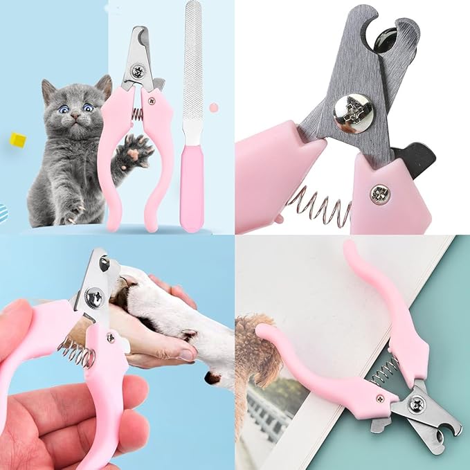 7 PCS Dog Grooming Kits,Pet Shedding Brush，Pet Self-Cleaning Brush with Pet Nail Clipper, Flea Comb and Shampoo Bath Brush
