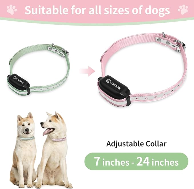 Shock Collar Replacement Collar Strap, Waterproof Odorless Reflective TPU Dog Collar, 3/4 Inch Adjustable Dog Collar with Metal Buckle - All Brands Pet Training Bark Shock Collars(Pink & Green)