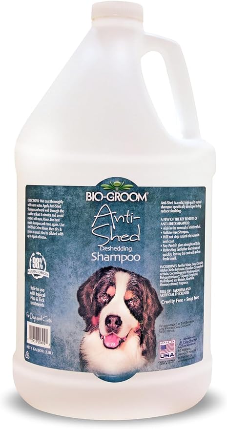 Bio-Groom Anti-Shed Deshedding Dog Shampoo - Odor Eliminating, Anti-Shedding, Dog Bathing Supplies, Puppy Wash, Cat & Dog Grooming Supplies, Cruelty-Free, Made in USA, Dog Products - 1 Gallon