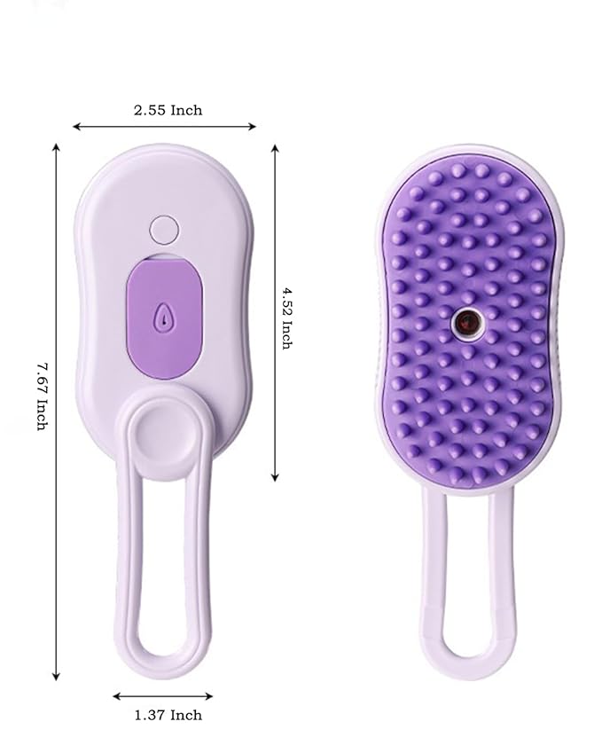 Cat Steam Brush for Shedding - 4 in 1 Cat Brush with Steam Anti-Static, Massaging & Shedding Comb – All-In-One Pet Grooming and Cleaning, Purple