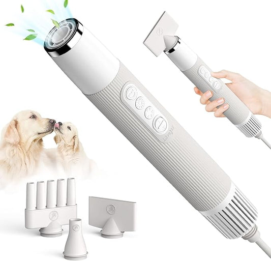 Dog Dryer, Portable Professional Pet Dog Blow Dryer, High Velocity Pet Dog Dryer for Household Travel Camping, Less Noise Pet Hair Grooming Hair Dryer, NTC Smart Temperature Adjustment