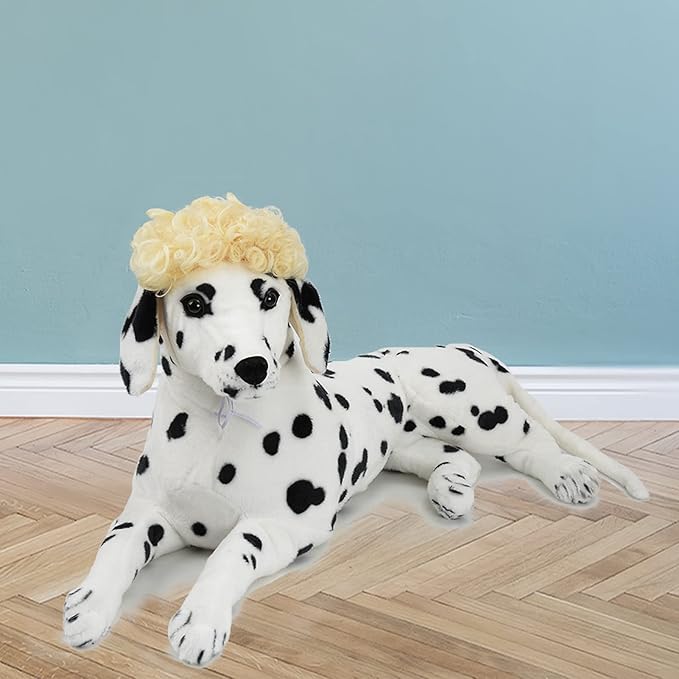 Funny Blonde Curly Dog Wig, Cat Cosplay Wig, Pet Wigs for Halloween, Christmas, Parties, Festivals, Dog Wigs for Small Medium and Large Dogs