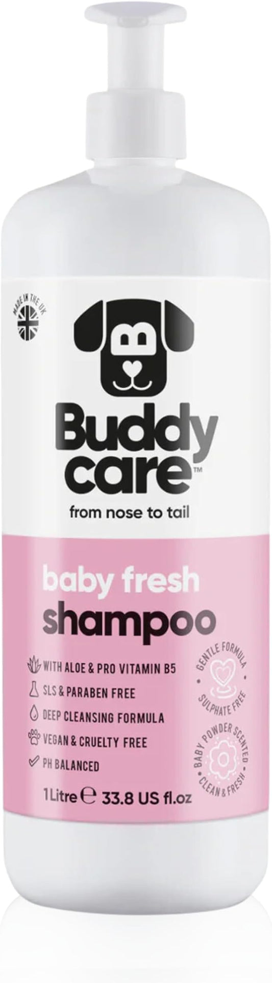 Baby Fresh Dog Shampoo by Buddycare | Deep Cleansing Shampoo for Dogs | Fresh Scented | with Aloe Vera and Pro Vitamin B5 (33.81oz)