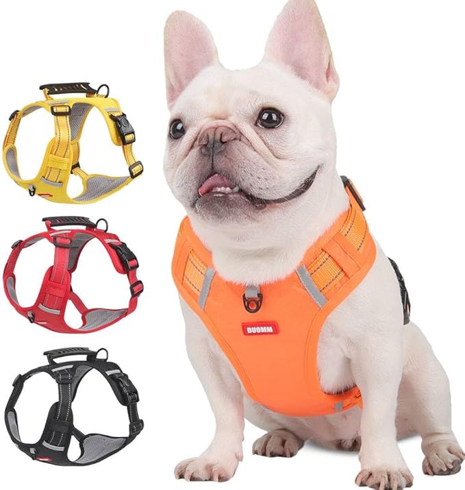 Dog Harness, No Pull Service Vest, Reflective Strips, Control Handle, Soft Padded, Adjustable and Comfortable for Easy Walking (Yellow, Medium)