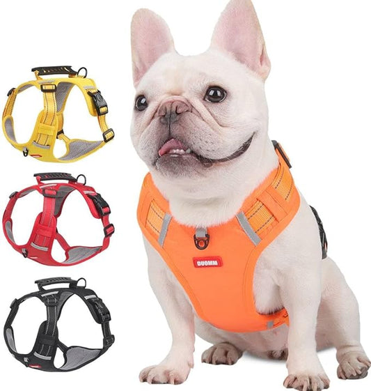 Dog Harness, No Pull Service Vest, Reflective Strips, Control Handle, Soft Padded, Adjustable and Comfortable for Easy Walking (Yellow, Large)