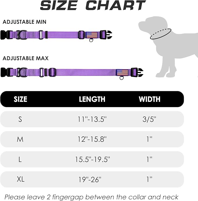 Martingale Collar for Training Dogs. Adjustable Reflective Collars with Buckle-USA Flag- NO Pull-Prevents Slipping Out, for Medium Large XL Dogs. Helps with Strong pullers(XL, Purple)