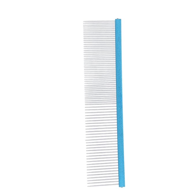 Greyhound Comb For Dogs, Two-In-One Stainless Steel Blue Straight Row Cat Comb Greyhound Comb Dog Comb with Rounded Ends for Long Short Haired Dog