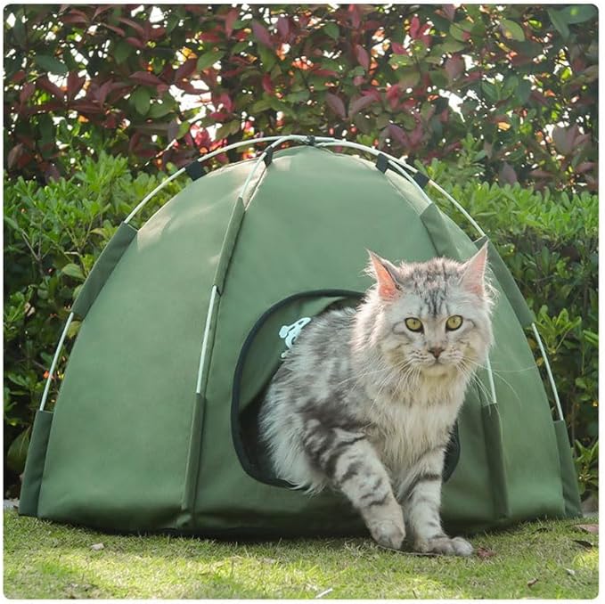 Cute Cat Teepee Cave, Cat Tent Foldable Indoor Outdoor with Thick Mat,Puppy Bed Tent,Bunny Pet Tent Teepee,Portable Dog House Teepee Tent, Cat Bed,Dog Bed Tent,Puppy Bunny,Pet Tent Teepee (L, S)
