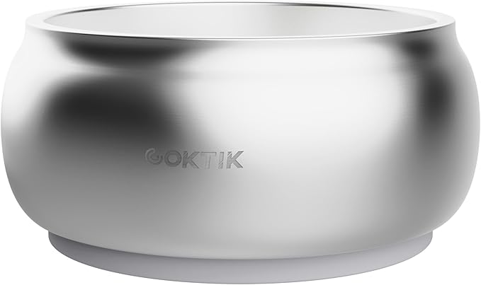 COKTIK Dog Bowl, Insulated Stainless Steel Food Bowls for Dogs & Cats, Non-Slip Dog Bowls Water Bowl Large Breed, Easy to Clean, Durable and Dishwasher Safe (64oz, Silver)
