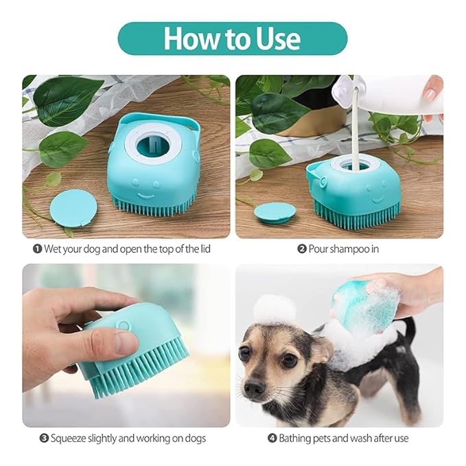 Bathroom Puppy Big Dog Cat Bath Massage Brush Soft Safety Silicone Pet Accessories For Multifunctional blue