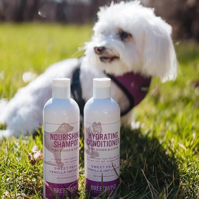 Dog Conditioner, Sweet Pea Vanilla Fragrance, Gentle Dog Bath Supplies for Soft and Shiny Coat, Ideal for All Breeds and Skin Types, 12oz