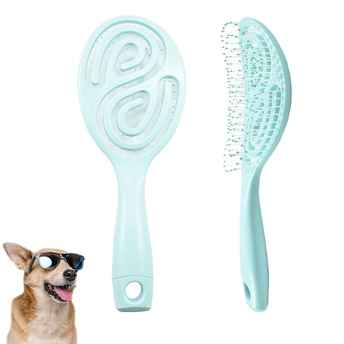 Eco-Friendly Detangling Pin Brush for Dogs and Cats | Ergonomic Handle Pet Brush for Wet or Dry Hair, Gentle Grooming Tool for Pets, Green