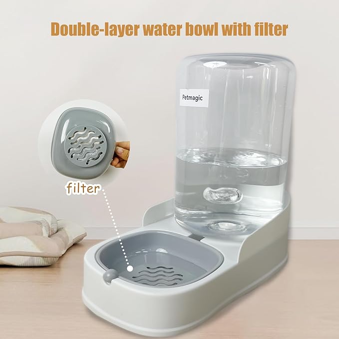 Automatic cat Feeder by Petmagic is a 4.4L Large-Capacity cat Food and Water Bowl Set. This Two-Piece Set is Suitable for pet Feeding, Including Small and Medium-Sized Dogs, Kittens.