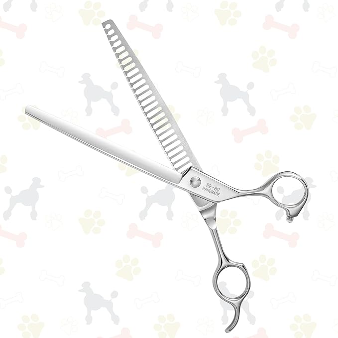 Dog Cat Scissors for Grooming, Pet Shears for Thick Coats and Matted Hair, Thinner Curved Straight Chunker Stainless Steel Shears