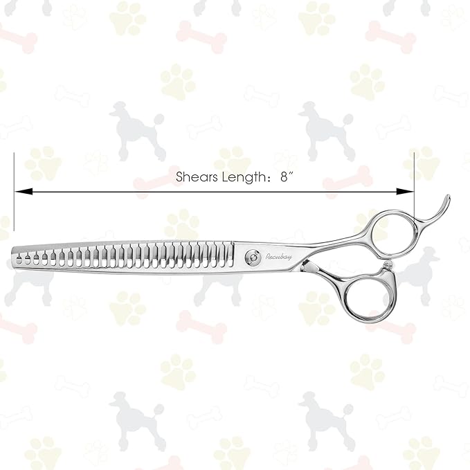 Dog Cat Scissors for Grooming, Pet Shears for Thick Coats and Matted Hair, Thinner Curved Straight Chunker Stainless Steel Shears