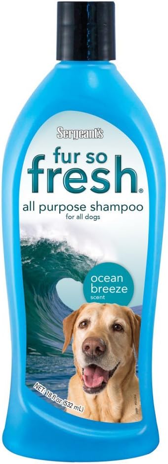 Sergeant’s Fur-So-Fresh Dog Grooming Shampoo for All Dogs, Ocean Breeze Scent, Dog Bath Product, 18oz