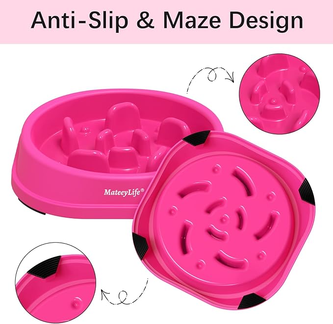 MateeyLife Small Slow Feeder Cat Bowls, Anti-Choking Puzzle Cat Food Bowls, Non Slip Interactive Dog Feeding Slow Down Eating, Bloat Stop Maze Dishes Dog Feeder for Small Breeds 1 Cup Purple