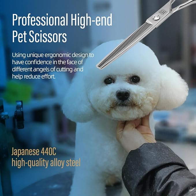 Dog Grooming Scissors: 6.5 inch Pet Thinning Shears Made Of Japanese 440C Advanced Stainless Steel Professional Grooming Scissors for Dogs Cats and Other Pets