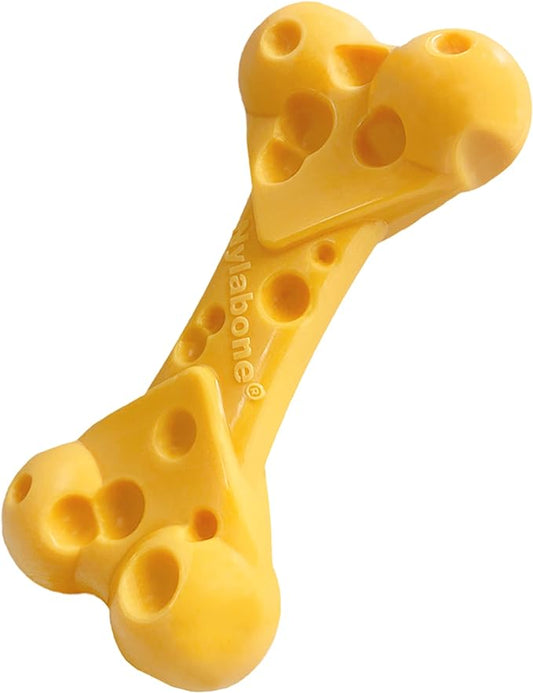 Nylabone Power Chew Cheese Bone Dog Chew Toy, Cute Dog Toys for Aggressive Chewers, Cheese Flavor, X-Large/Souper (1 Count)