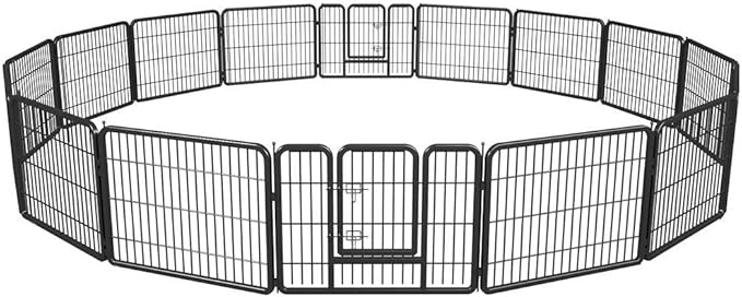 Pet Playpen Exercise Pen Dog fence Animal Kennel Cage Yard Travel Camping Wire Metal Portable Folding Indoor Outdoor Crate for Dogs with Door 24inches 8 panels and 16 panels