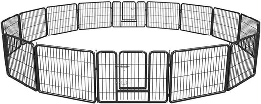 Pet Playpen Exercise Pen Dog fence Animal Kennel Cage Yard Travel Camping Wire Metal Portable Folding Indoor Outdoor Crate for Dogs with Door 24inches 8 panels and 16 panels