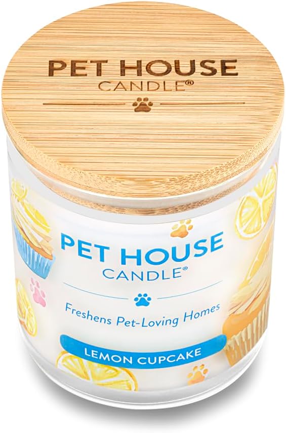Pet House 9 oz Lemon Cupcake Scented Pet Odor Candle, Clean Burning, Long Lasting, Plant Based Spring, Summer Scented Soy Candles, 60 Hour Burn Time, Pack of 2