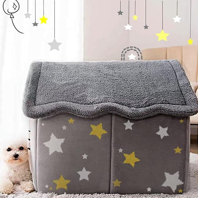 Dog House Indoor, Foldable Dog House Kennel Bed Mat with Cushion for Small Medium Large Dogs Cats, Winter Warm Cat Nest Puppy Cave Sofa Pet Products (Large)
