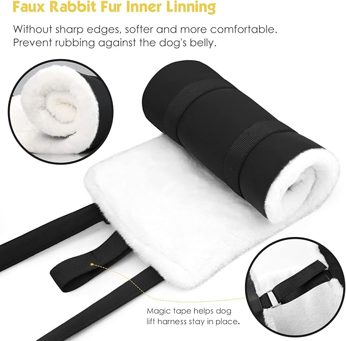Dog Sling for Back Legs, Dog Lift Harness, Magic Tape Dog Sling for Large Dogs Hind Leg Support, Elderly Dog Lifter, Help Canie Hip Arthritis K9 Cruciate Ligament Rehabilitation (Large)
