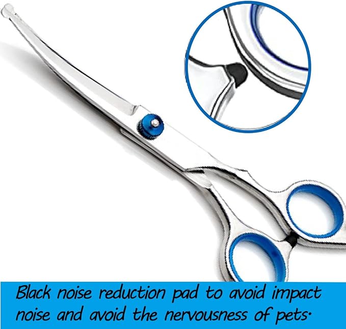 Curved Dog Grooming Scissors,Pet Hair Scissors with Safety Round Tips, Heavy Duty Titanium Stainless Steel, Professional Dogs Cats Pets Grooming Shears