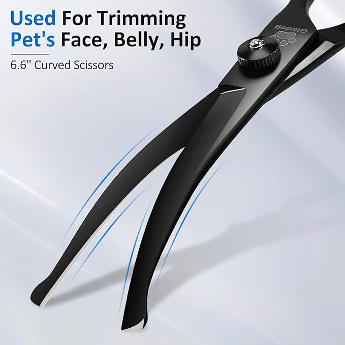 Dog Grooming Scissors Kit with Safety Round Tips, GLADOG Professional 6 in 1 Grooming Scissors for Dogs, Sharp and Heavy-duty Dog Grooming Shears for Dogs Cats