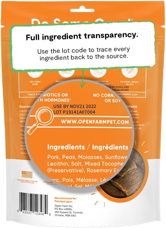 Open Farm Dehydrated Grain-Free Pork Treats 4.5 Ounces