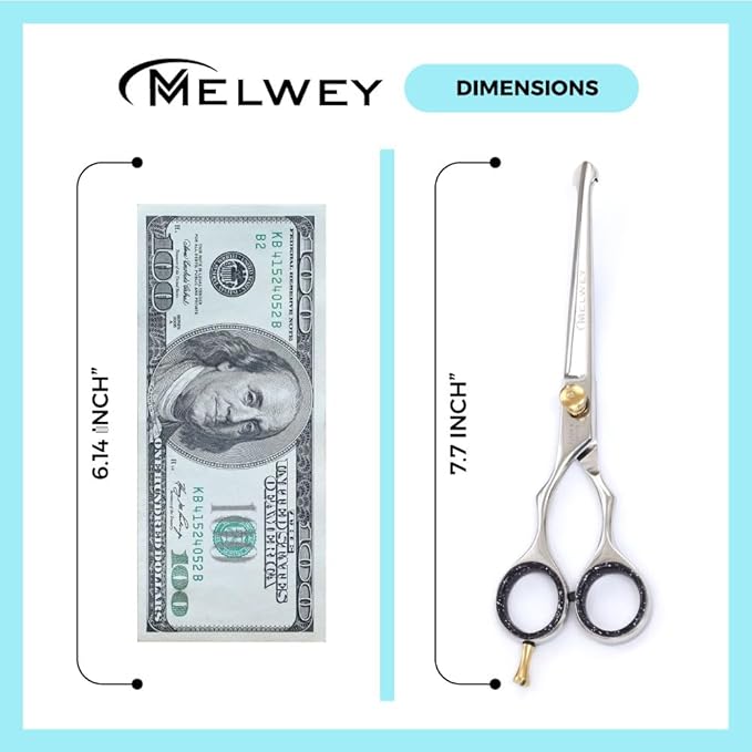 Left-Handed Pet Grooming Scissors Set Pro-Grade Curved Shears for Dogs Cats - Precision Crafted Sharp Blades Comfort Grip - Ideal for Cutting Curving Thinning (LH Round Tip Straight)
