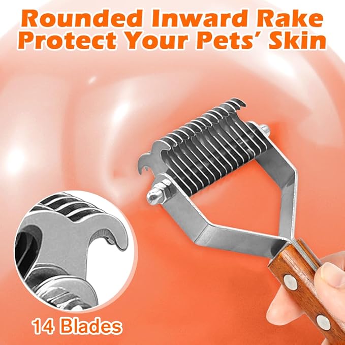 Cat Comb,Grooming Tool for Cats Dogs,Dog Brush for Shedding,Professional Pet Grooming Brush，Deshedding tool, Remove Loose Hair & Matted Fur, Dematting comb for Dogs and Cats