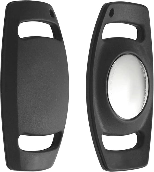 Airtag Dog Collar Holder，Anti-Lost Silicone Case Accessories for Air Tag GPS Tracking，Compatible with Dogs Cats Pets Collar (2 Pack, Black)