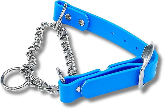 Martingale Collar for Dogs, Biothane, Stainless Steel Hardware, No Pull, Made in The USA, Professional Grade, Medium Light Blue