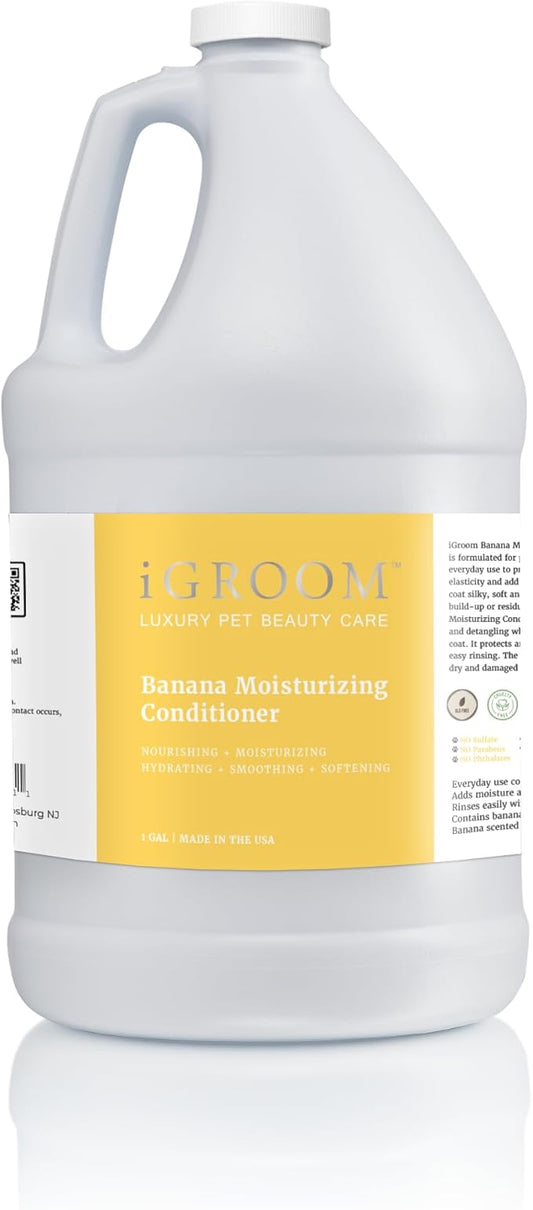 iGroom Banana Moisturizing Conditioner, Luxury Pet Beauty Care, Optimize Moisture Balance, Gallon