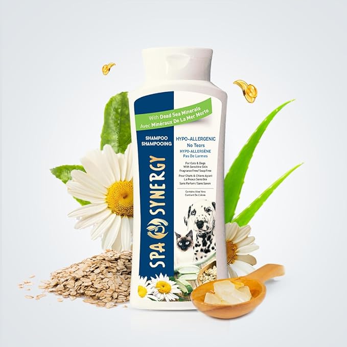 Pet Dog Shampoo Natural Dead Sea Mineral Rich, Aloe Vera, Moisturizing, Soothing, pH Balanced, Soap Free, Paraben Free, Fragrance Free – Hypo-Allergenic No Tears - (1) Bottle 16.5 FL OZ