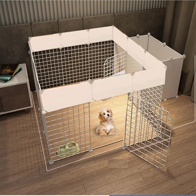 Dog Playpen Indoor with Door, 18 Panel DIY Puppy Play Pen Portable Metal Wire Yard Fence Small Animal Exercise Cage for Small-Sized Dog,Puppy, Rabbit, Guinea Pigs, Turtle,Ferret.